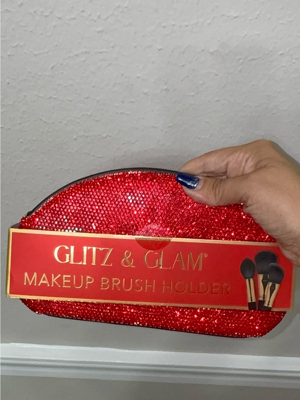 Glitz & Glam Wide Mouth Makeup Brush Holder Red & Black